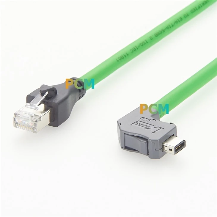 IX Industrial Right Angle Down A Plug To RJ45 Plug Cable factory